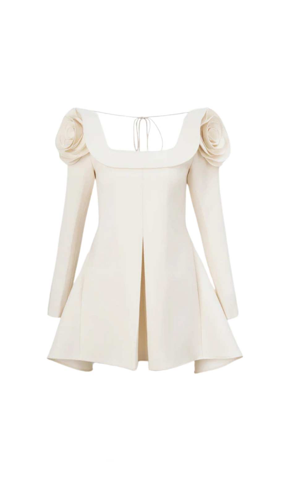 Minikleid mit Blumenmuster und quadratischem Ausschnitt in Aprikose 