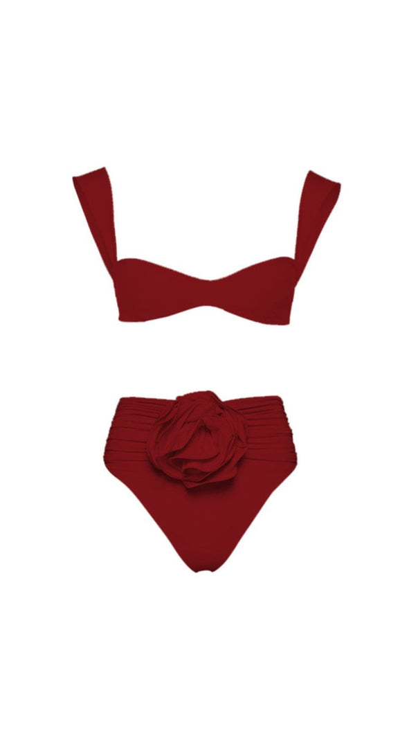 AIIZIE ROSE EMBELLISHED BIKINI SUIT IN BURGUNDY - product image