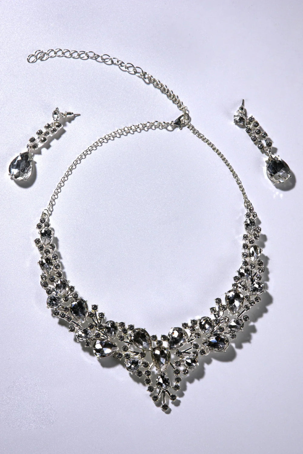WENDY RHINESTONE CUBIC NECKLACE WITH EARRINGS