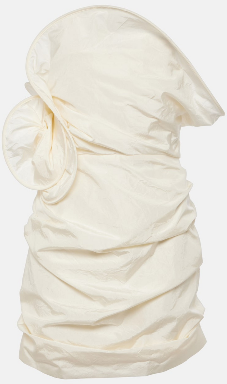Trägerloses, gerüschtes Taft-Minikleid in Weiß