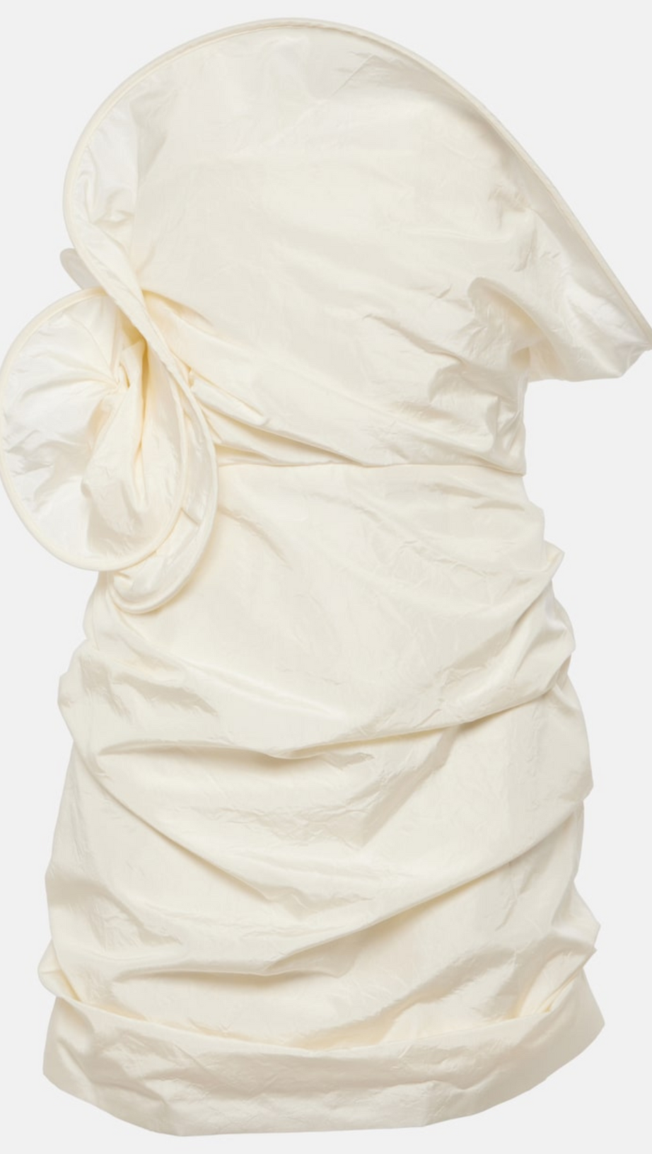 Trägerloses, gerüschtes Taft-Minikleid in Weiß