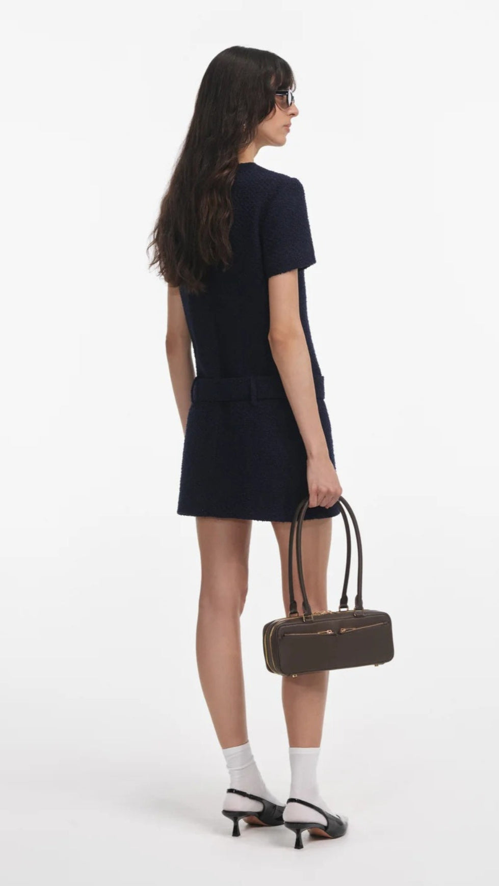 APPHIA TWEED LOW-RISE PANTS SET IN NAVY BLUE