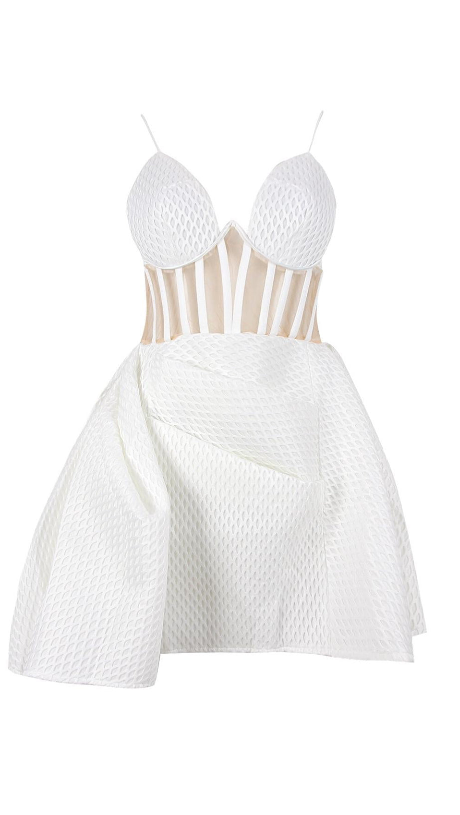 CORSET UMBRELLA SHAPED MINI DRESS IN WHITE