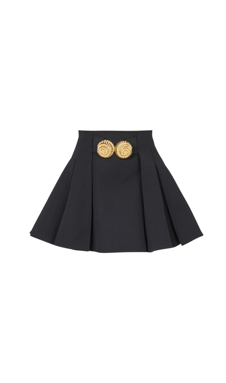 Asina Gold Buttoned Mini Skirt in Black