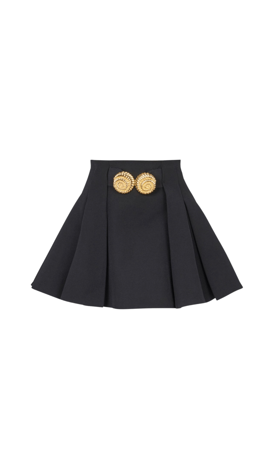 ASINA GOLD BUTTONED MINI SKIRT IN BLACK