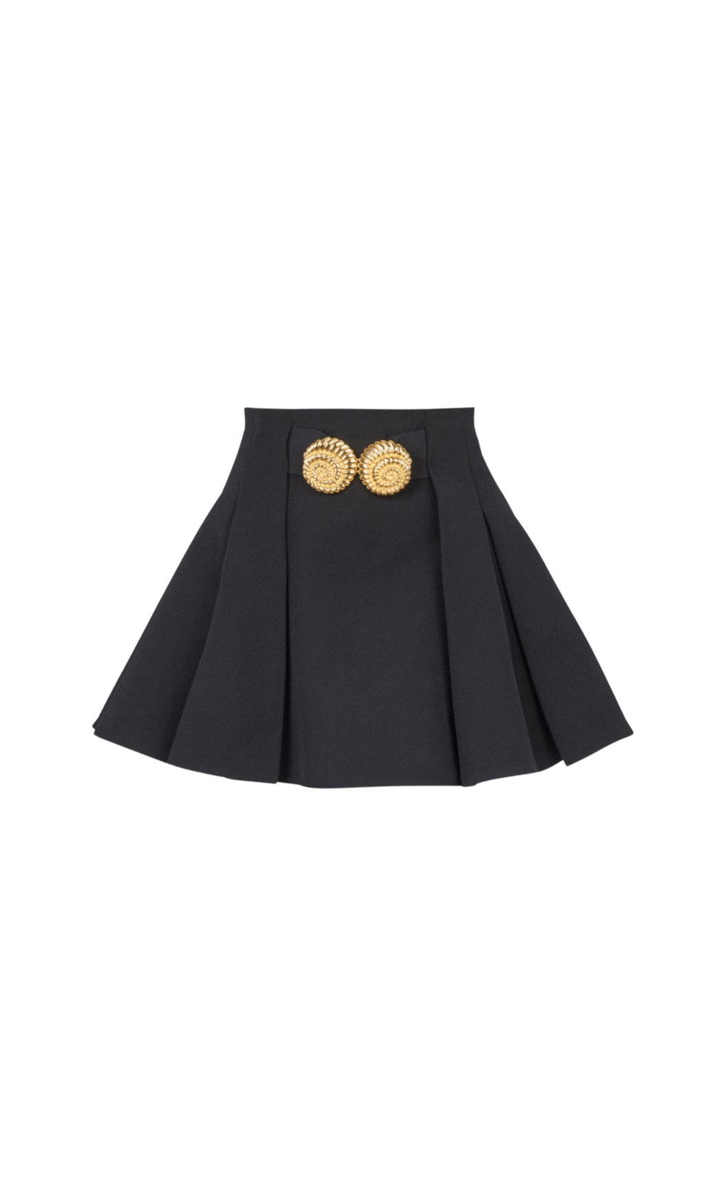 Asina Gold Buttoned Mini Skirt in Black