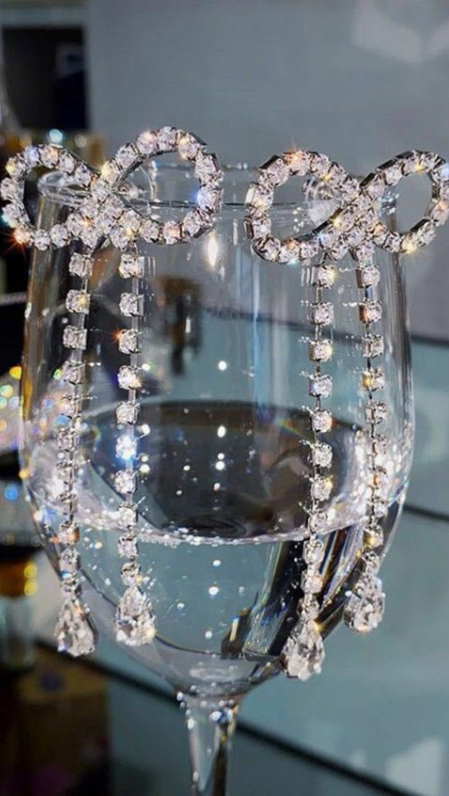 RHINESTONE BOW CHAIN EARRINGS