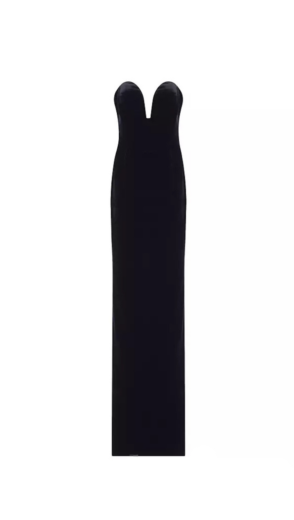 AIIZIE HERMOSA SILK STRAPLESS BOW GOWN IN BLACK - product image
