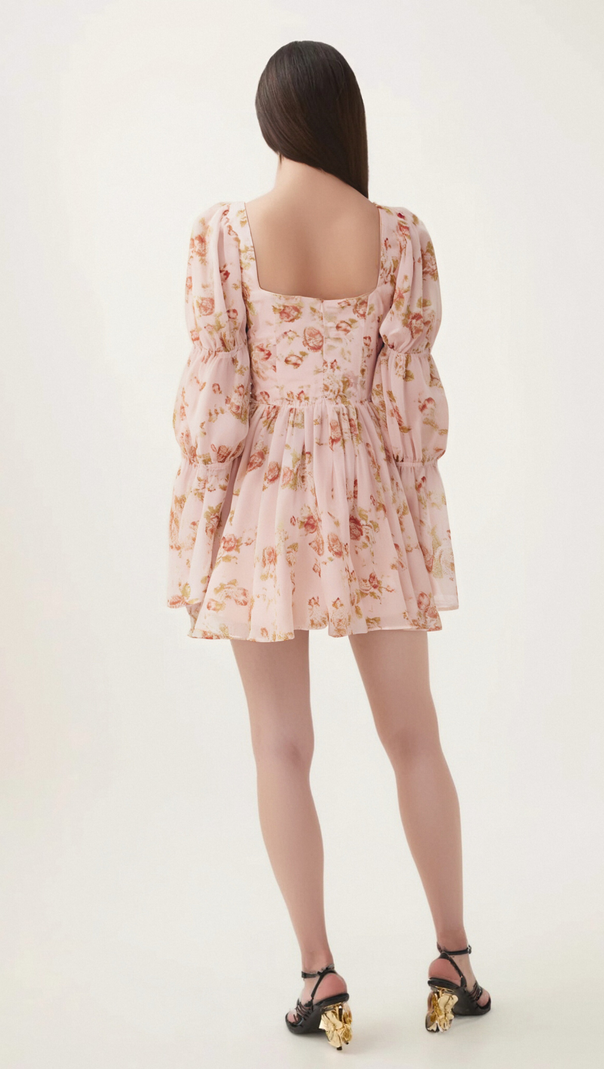 AIIZIE JEANNE PINK FLORAL-PRINT PLEATED MINI DRESS - product image