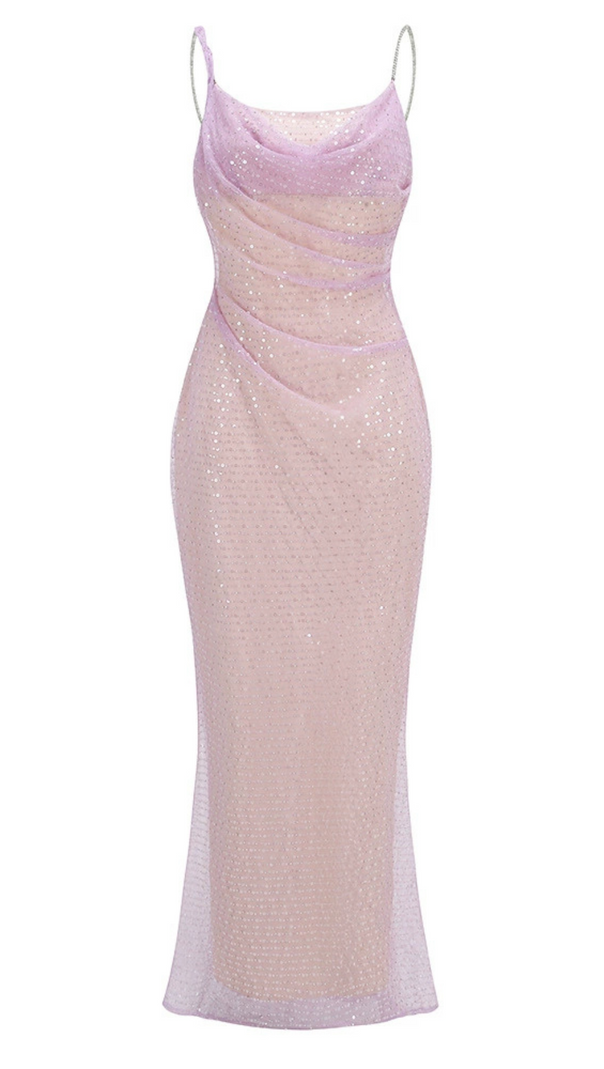 AIIZIE SEQUIN GLITTERING MAXI DRESS IN PALE PURPLE - product image