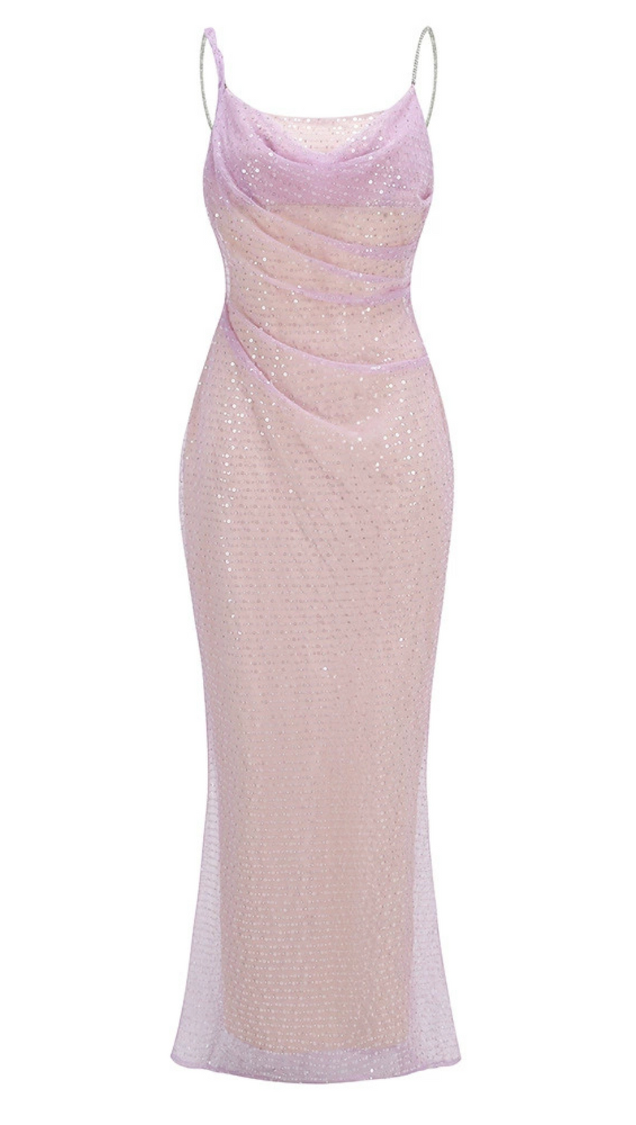 Glitzerndes Maxikleid mit Pailletten in Helllila