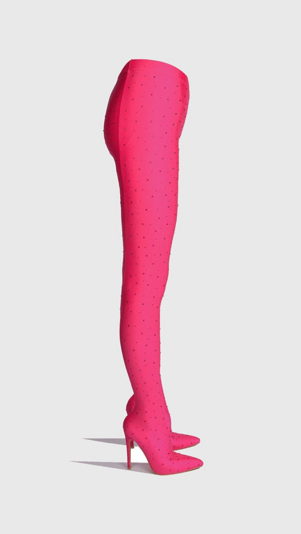 AIIZIE SAGIER RHINESTONE LEGGING BOOTS - PINK - product image