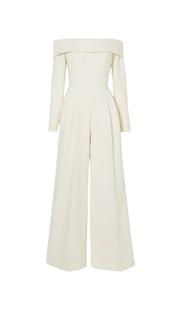 AIIZIE DOMINIC OFF-THE-SHOULDER CREPE JUMPSUIT IN IVORY - product image