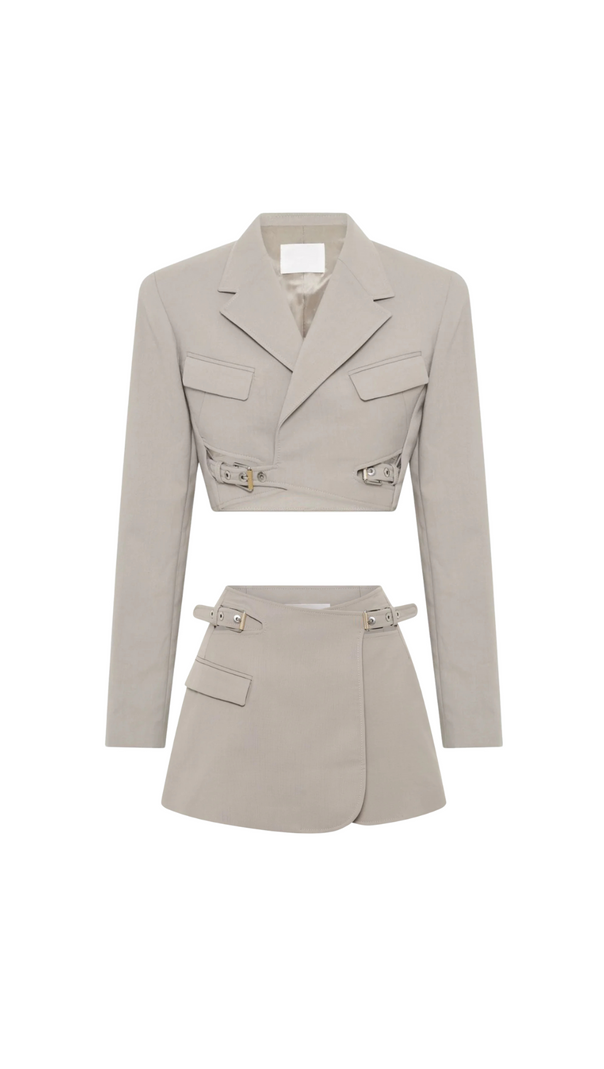 AIIZIE JAYLA CROPPED CUTOUT BLAZER IN GREY - product image
