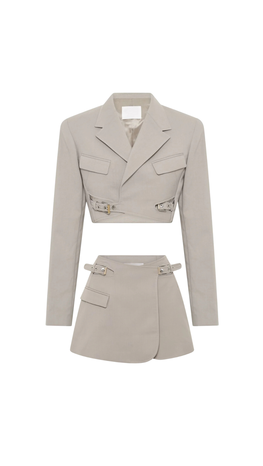 JAYLA CROPPED CUTOUT BLAZER IN GREY