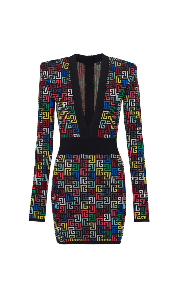 AIIZIE QUANNA MULTICOLOR MONOGRAM KNIT MINI DRESS - product image