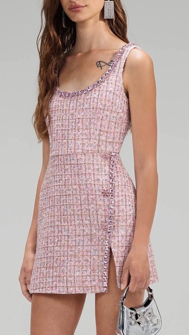 AIIZIE AOIFE TWEED CRYSTAL MINI DRESS - product image