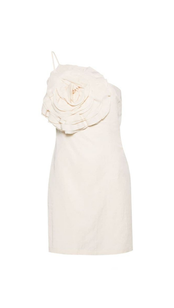 AIIZIE AMITY ONE-SHOULDER FLORAL-APPLIQUÉ MINI DRESS IN WHITE - product image