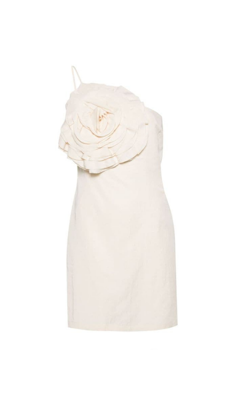 AMITY ONE-SHOULDER FLORAL-APPLIQUÉ MINI DRESS IN WHITE