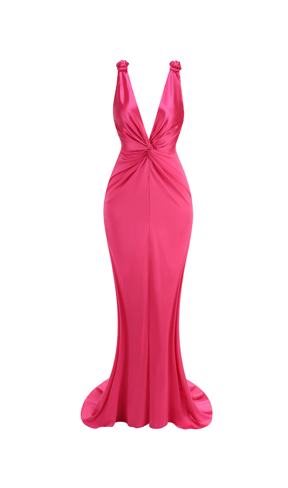 GISELLE – Gerafftes, drapiertes, figurbetontes Maxikleid in Pink