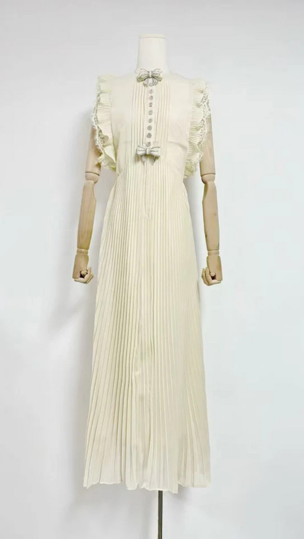 AIIZIE CHIFFON RUFFLED MAXI DRESS IN APRICOT - product image