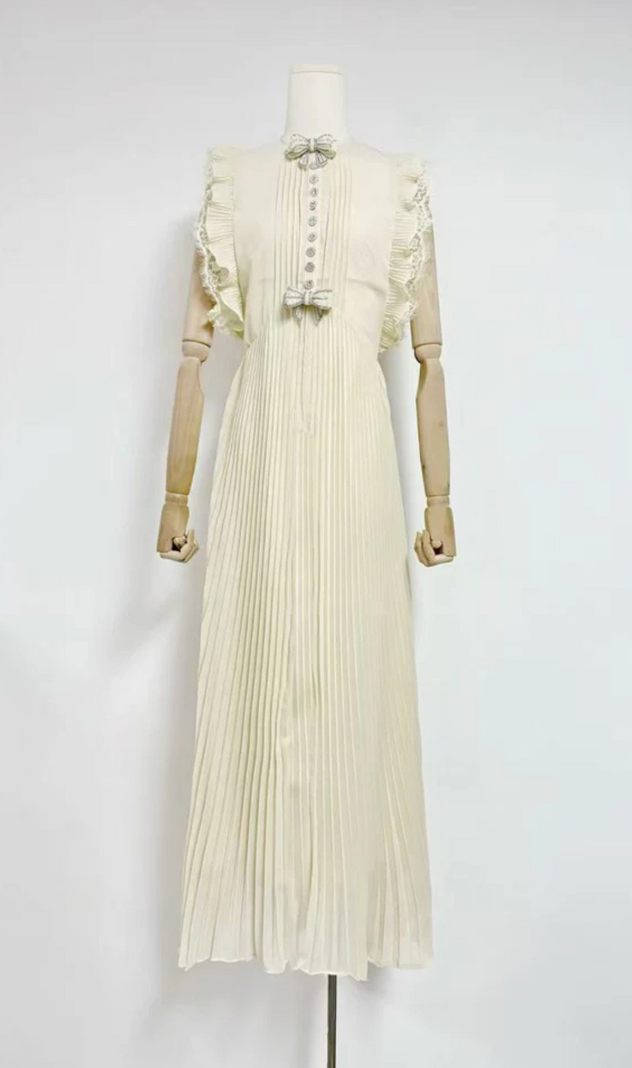 Chiffon Ruffled Maxi Dress in apricot