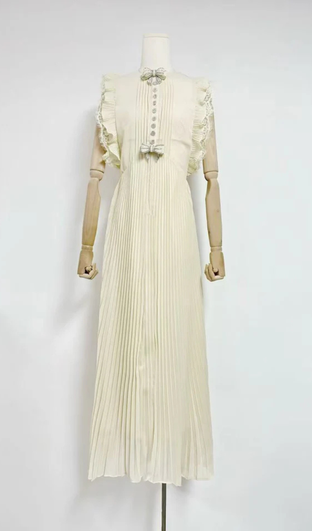 CHIFFON RUFFLED MAXI DRESS IN APRICOT