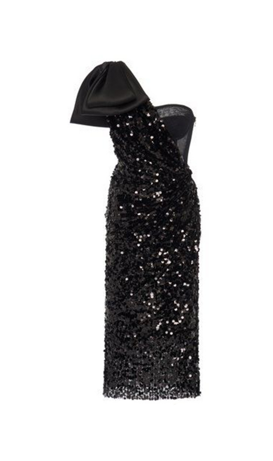 ABITO LONGUETTE MARY BLACK CON PAILLETTES E FIOCCO