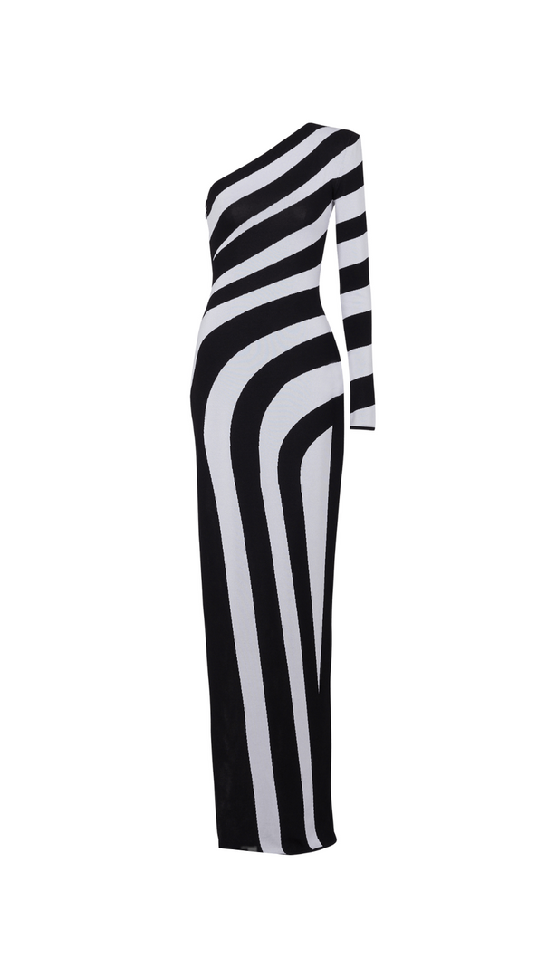 AIIZIE XAVIERA ASYMMETRICAL STRIPED KNIT MAXI DRESS - product image