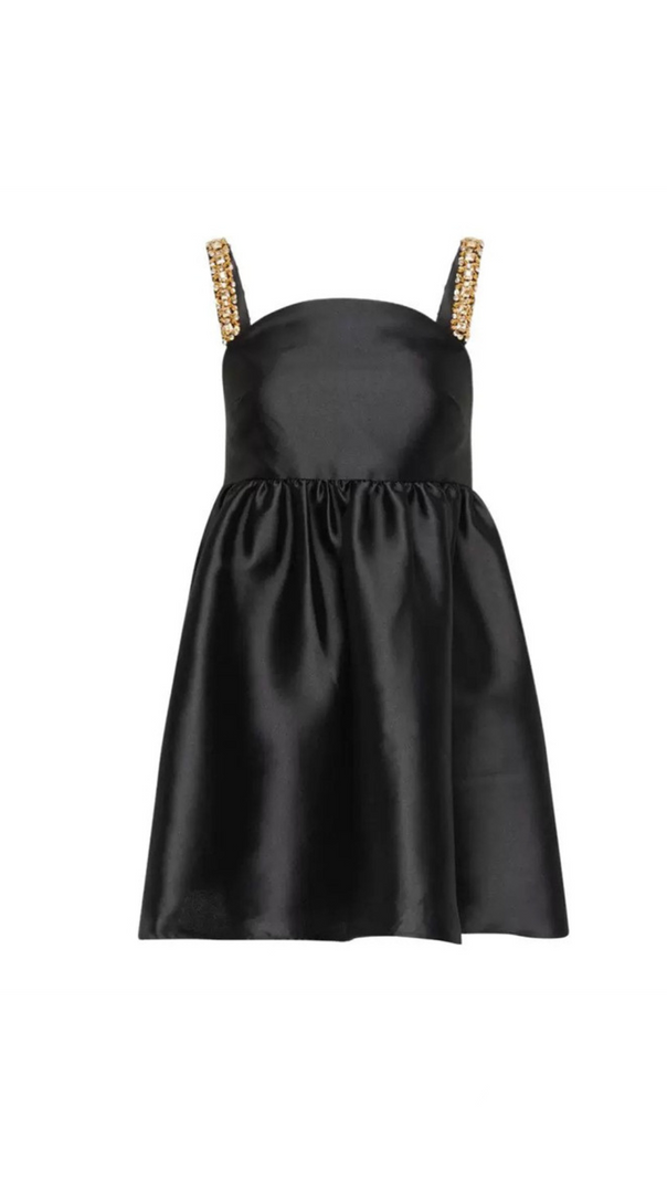 AIIZIE STEPHANIE CRYSTAL EMBELLISHED MINI DRESS IN BLACK - product image