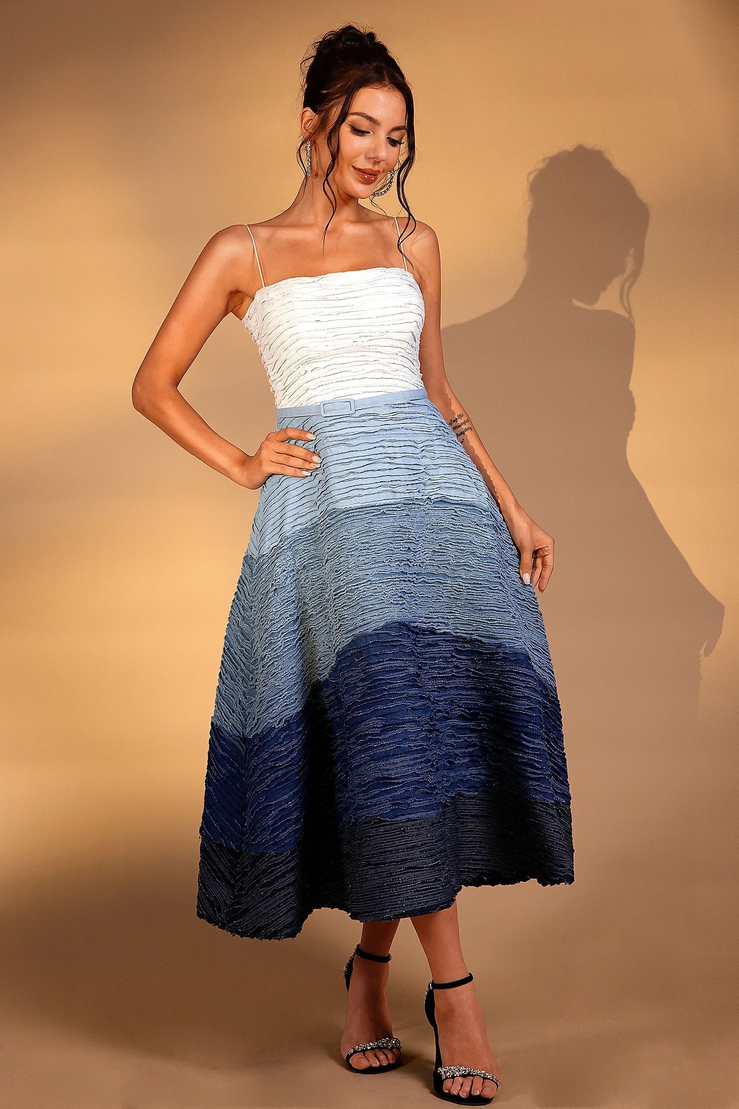 REMI PLEAT OMBRE CORSET DRESS