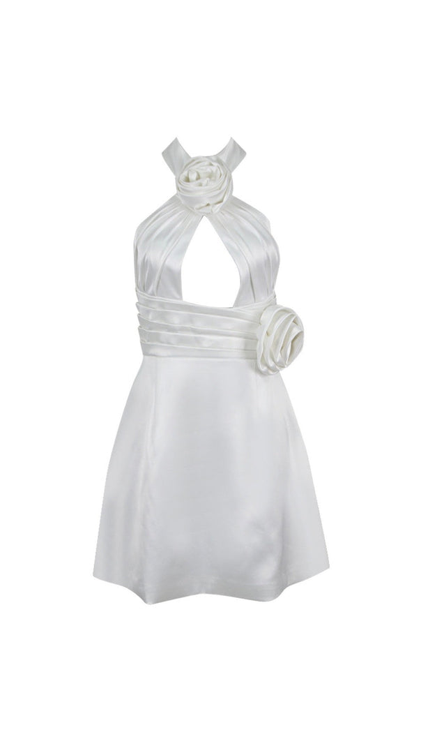 AIIZIE WHITE HALTER FLOWER DRESS - product image