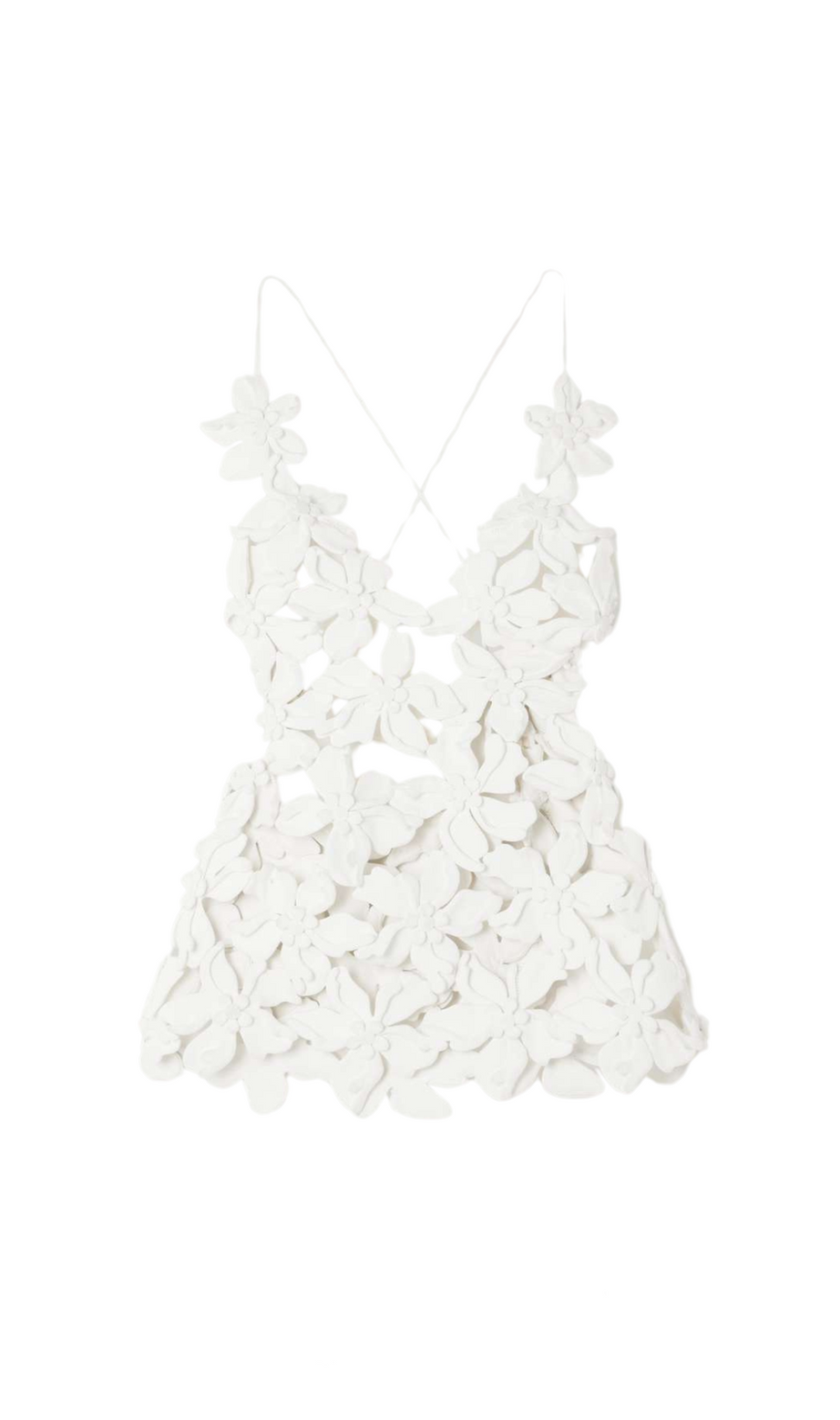 GRISELDA BAUMWOLLTOP MIT CUTOUT-APPLIKATIONEN IN WEISS