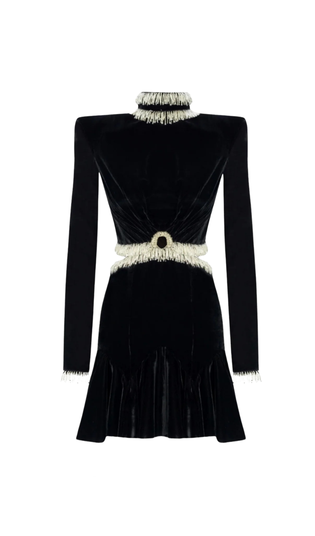 ISHIKA BEAD-EMBELLISHED VELVET CUTOUT MINI DRESS