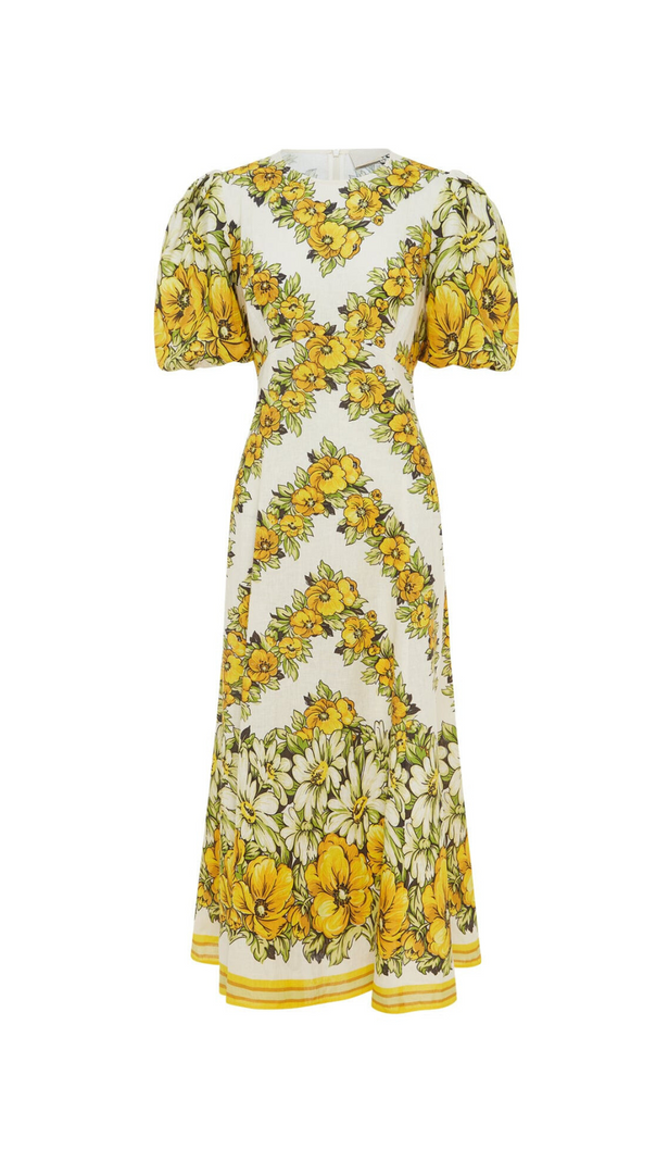 AIIZIE ALYSSA FLORAL PRINT MIDI DRESS IN YELLOW - product image