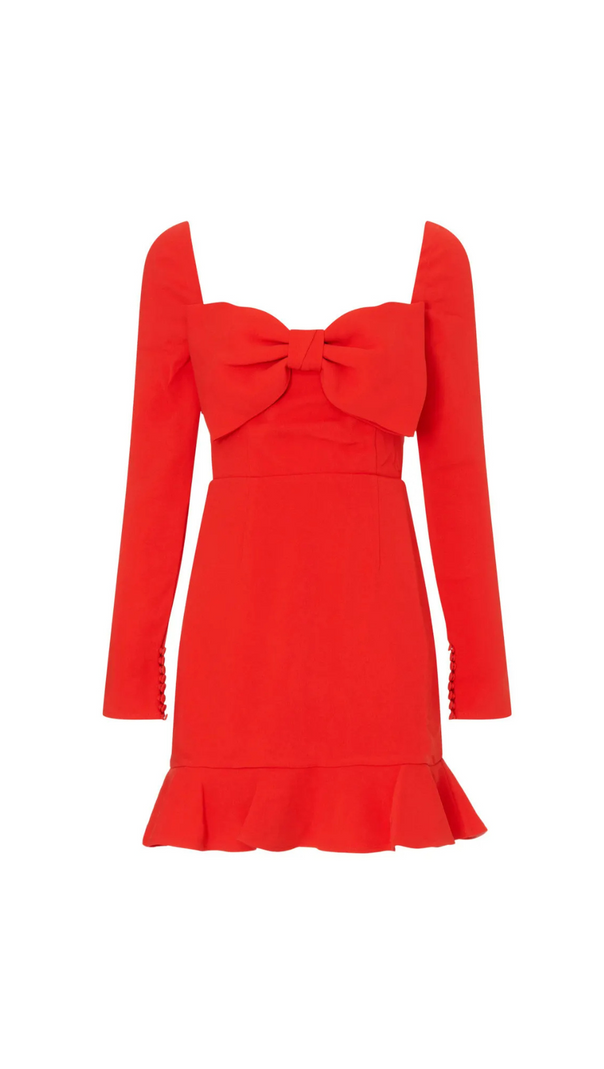 AIIZIE BOW CREPE MINI DRESS IN RED - product image