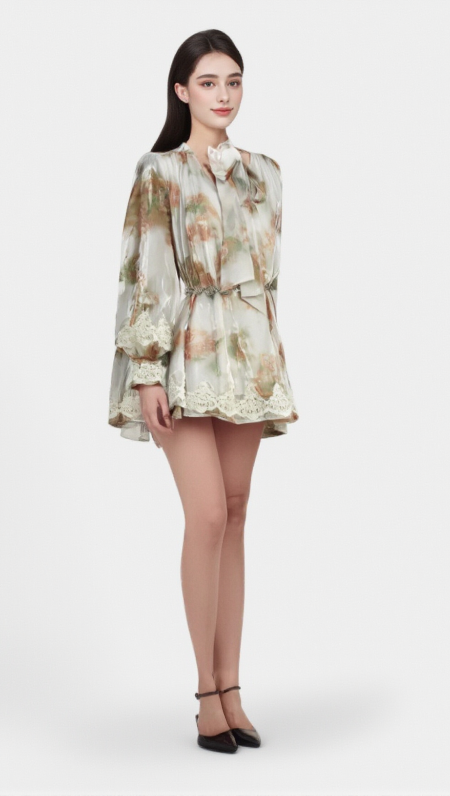 DELPHINE FAUX-PEARL EMBELLISHED MINI DRESS IN NEUTRALS