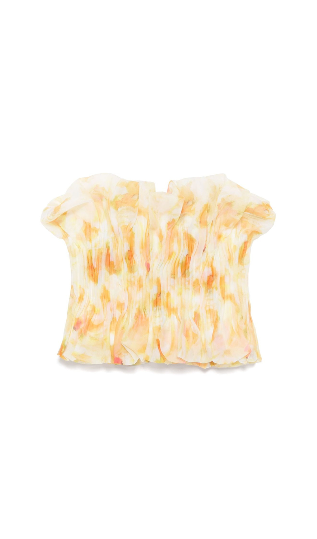 TOP CON STAMPA E BALZE IN GIALLO