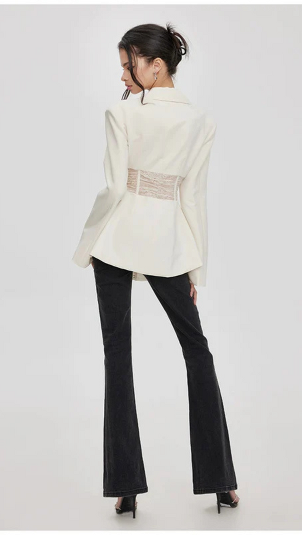 AIIZIE MELANY SEE THROUGH LACE UP SHIRT IN WHITE - product image