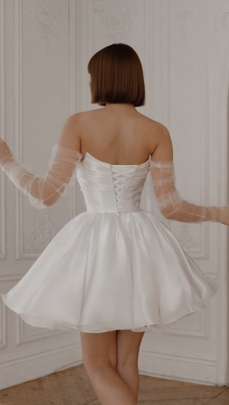 Molly Minikleid mit abnehmbaren Trägern in Hellelfenbein