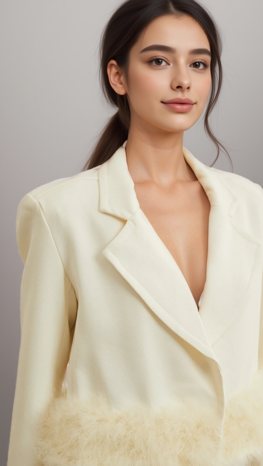 VALÉRIE FEATHER-HEM BLAZER & SKIRT MATCHING SET