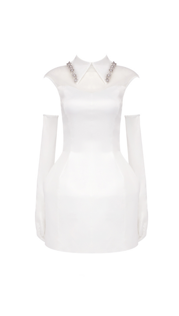 AIIZIE SIMONE TULLE DETAIL MINI DRESS IN WHITE - product image