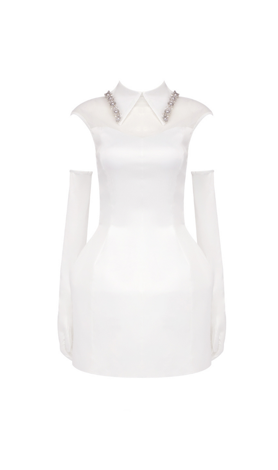 SIMONE MINIKLEID MIT TÜLLDETAIL IN WEISS