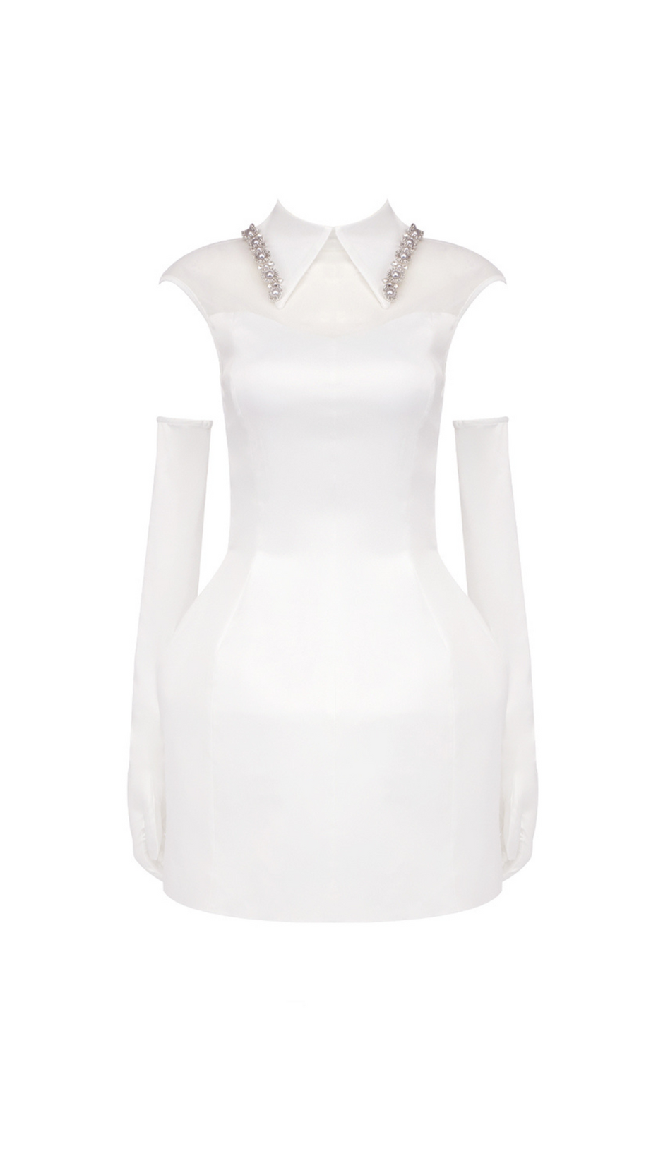 SIMONE TULLE DETAIL MINI DRESS IN WHITE