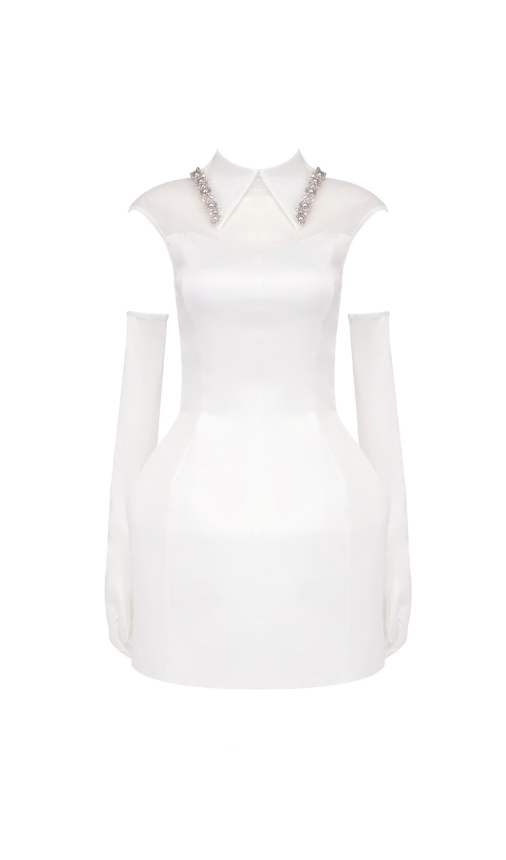 SIMONE TULLE DETAIL MINI DRESS IN WHITE