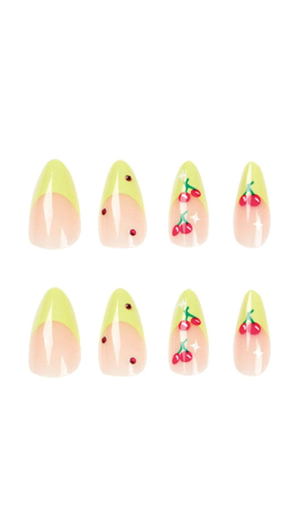 AIIZIE CHERRY FRENCH GREEN EDGE PRESS ON NAILS - product image
