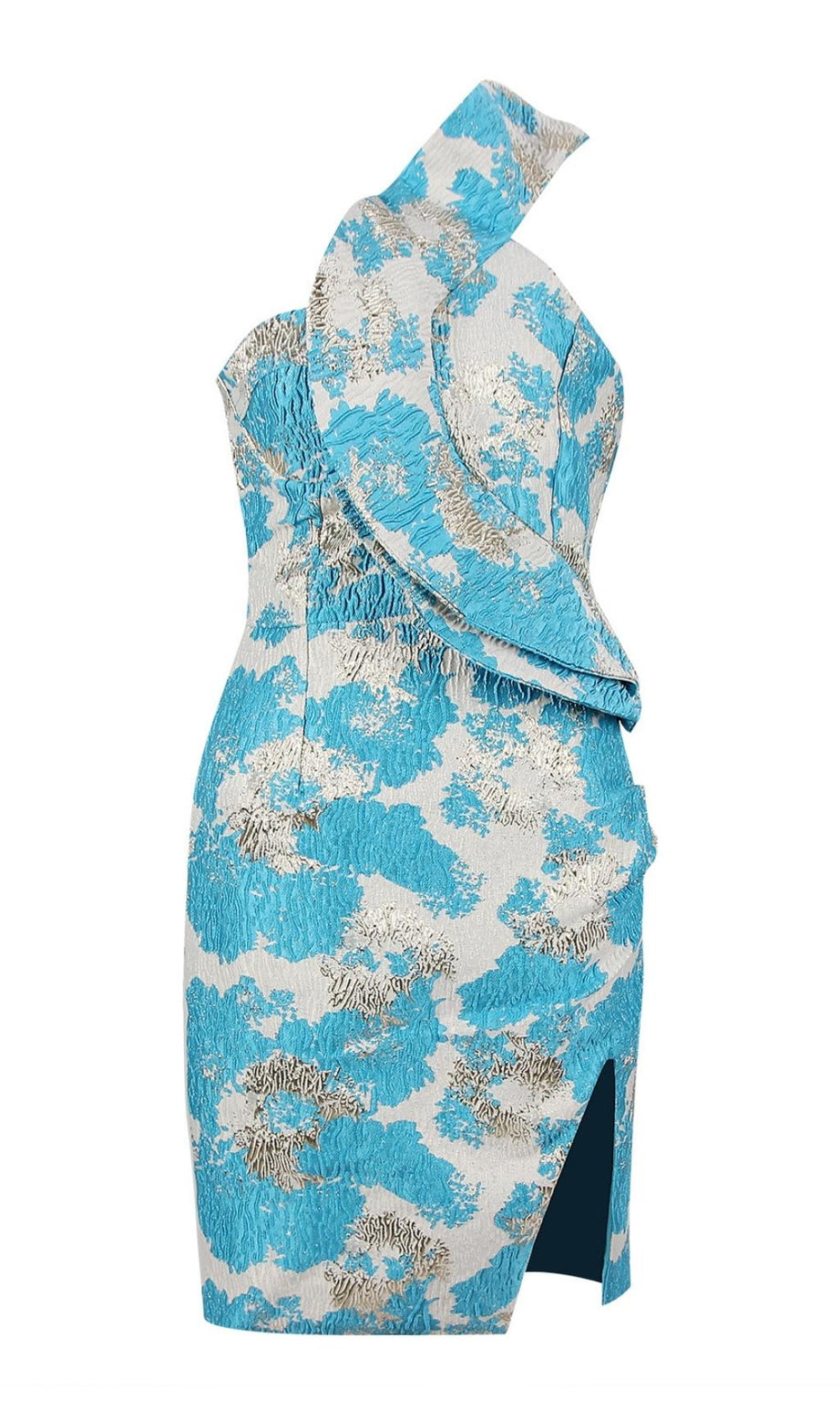 ABITO MIDI STAMPATO IN BLU