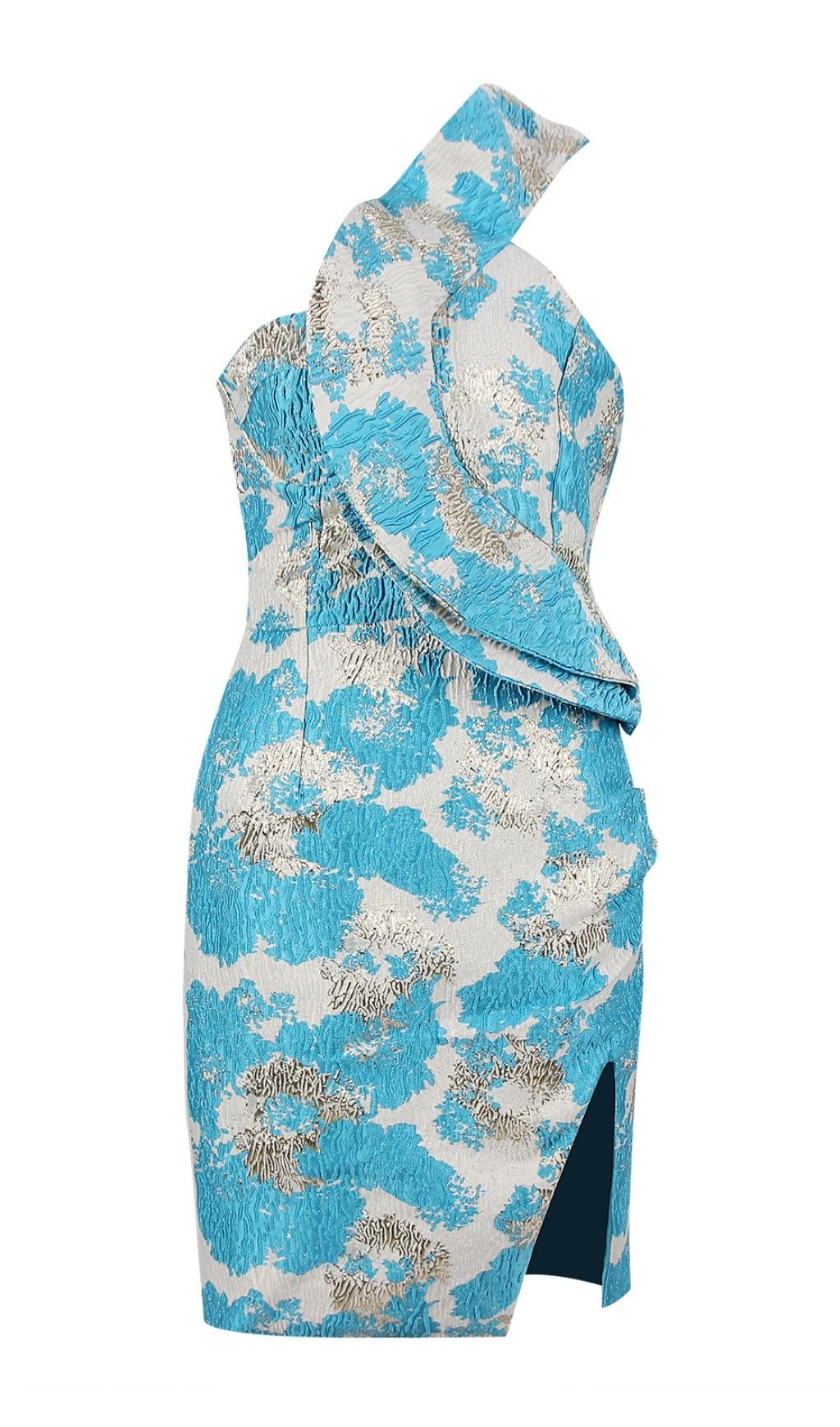 MIDIKLEID MIT PRINT IN BLAU