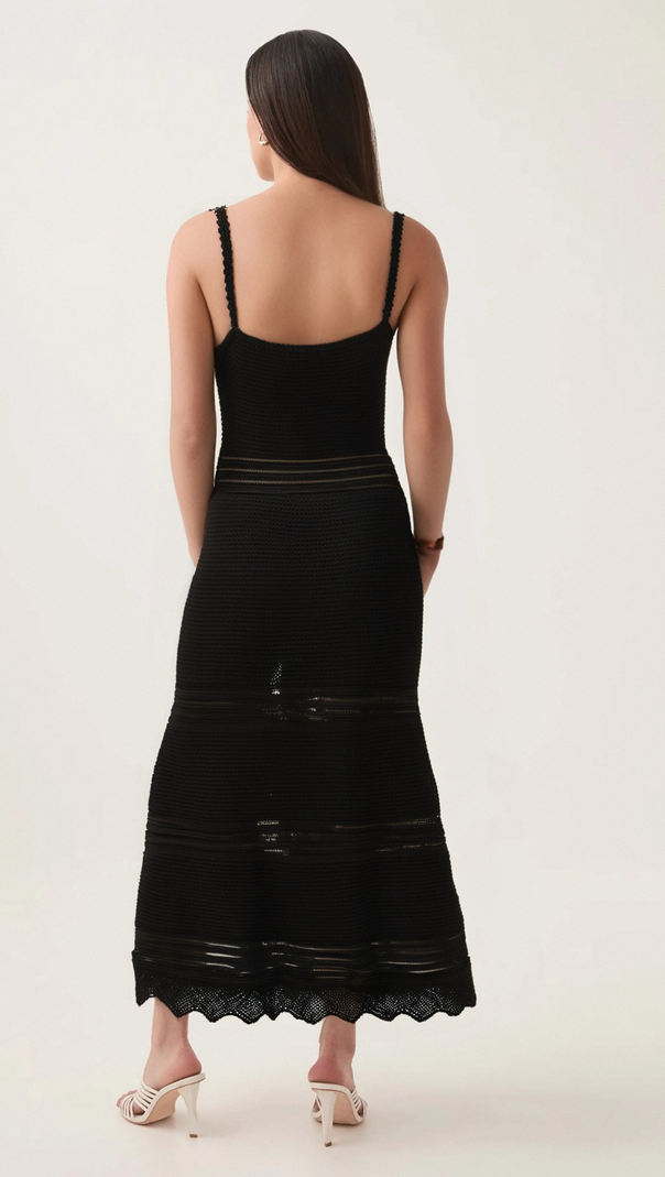 AIIZIE MARGOT CUT-OUT FLARED-HEM KNIT MIDI DRESS - product image