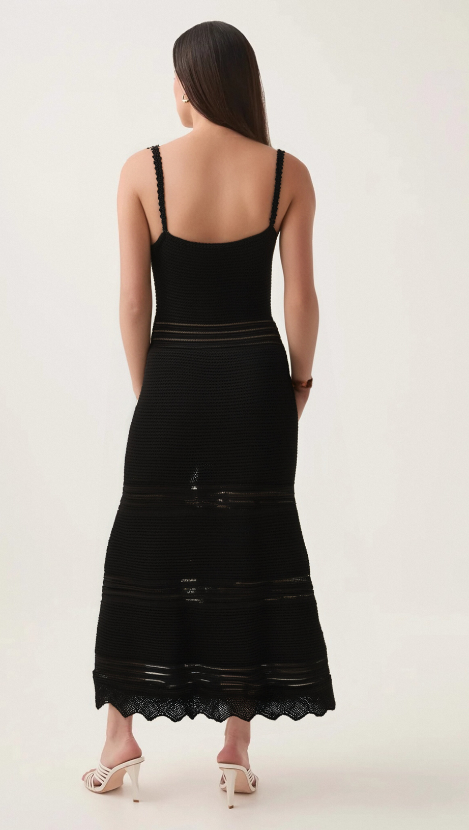 MARGOT CUT-OUT FLARED-HEM KNIT MIDI DRESS